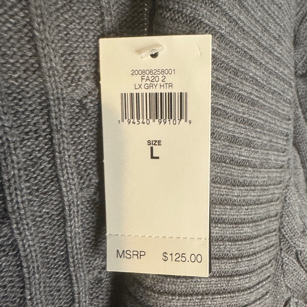 Ralph Lauren Gray Cable Knit Shawl Collar Cardigan with Leather Buckle - Picture 2 of 4